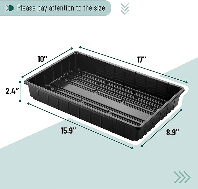 Mr. Pen- Plastic Growing Trays, 10 Pack, Black, 17”x10”, Plant Tray, Seed Tray, Seedling Tray, Propagation Tray, Plant Trays for Seedlings, Seedling Starter Trays, Microgreens Growing Trays - Image 3