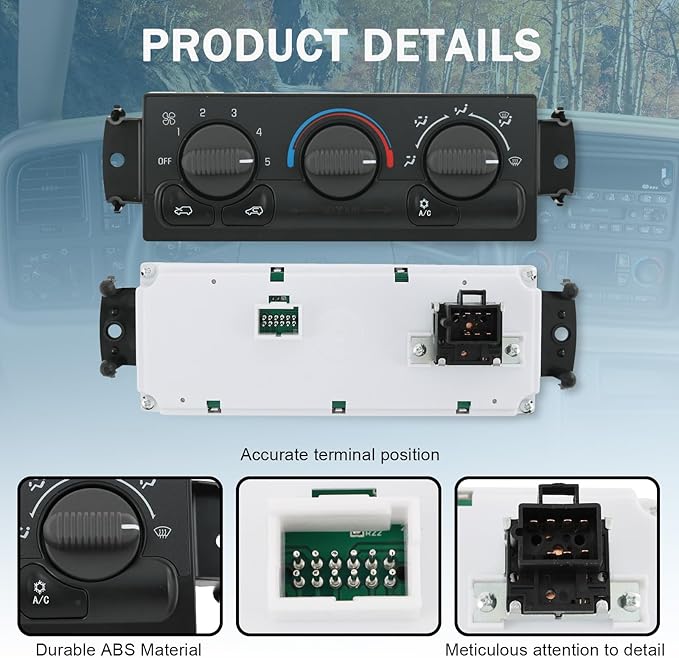 Front A/C Heater Climate Control Module Compatible with 2002 Cadillac Escalade EXT Chevrolet Avalanche 1500 2500 1999-2002 GMC Sierra 1500 2500 Replace# 599-266, 15-72528 - Image 5