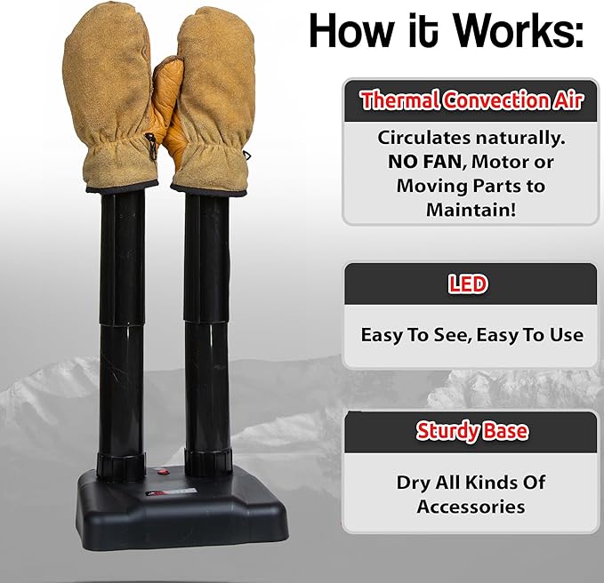 JobSite Glove Dryer - Silent Boots Dryer with Glove Dry Attachments - Fanless Convection Dry - Helps Reduce Odor - Image 4