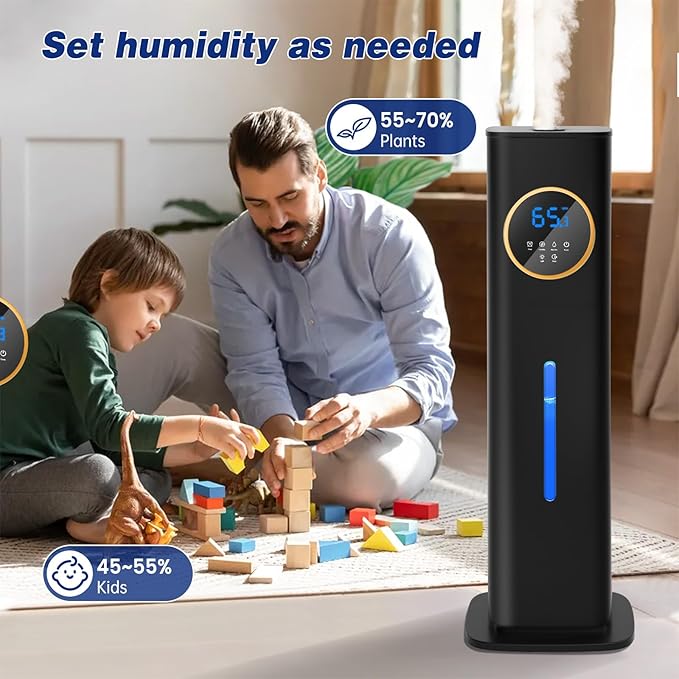 Humidifiers for Bedroom, 2.1Gal/8L Humidifier large room with Essential Oil Diffuser, Top Fill Whole House Cool Mist Humidifiers for Plants Baby Kids Adults(Black) - Image 4