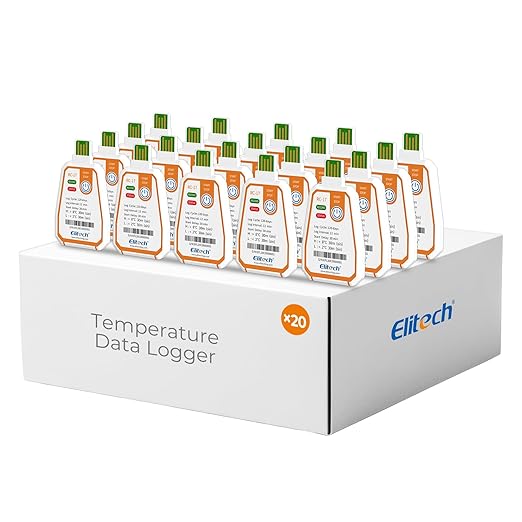 Elitech 20 Pack 120 Days USB Temperature Data Logger Single-Use Cold Chain Monitor (CCM) in-Transit Trip Disposable Temperature Recorder, Temperature Monitoring with PDF Report -22～158℉ RC-17 by Elitech