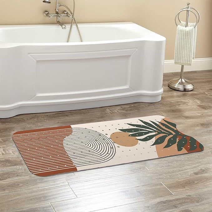 Rainbow Bathtub Mat Non Slip, Boho Baby Bath Mat for Tub Rubber Tub Mat, Kids Bath Mats for Bathroom Abstract Anti Slip Shower Mat with Suction and Drain Holes Machine Washable, 40″X16″ - Image 6