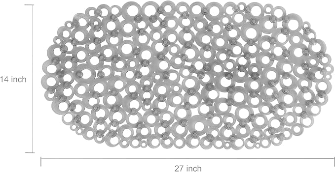 WELTRXE Oval Bathtub Mat Non Slip, Grey Bubbles Bath Mats for Tub, Shower Mat with Drain Holes, Suction Cups, Machine Washable Bath Tub Mat, BPA, Latex, Phthalate Free for Bathroom, 27 x 14 Inch - Image 2