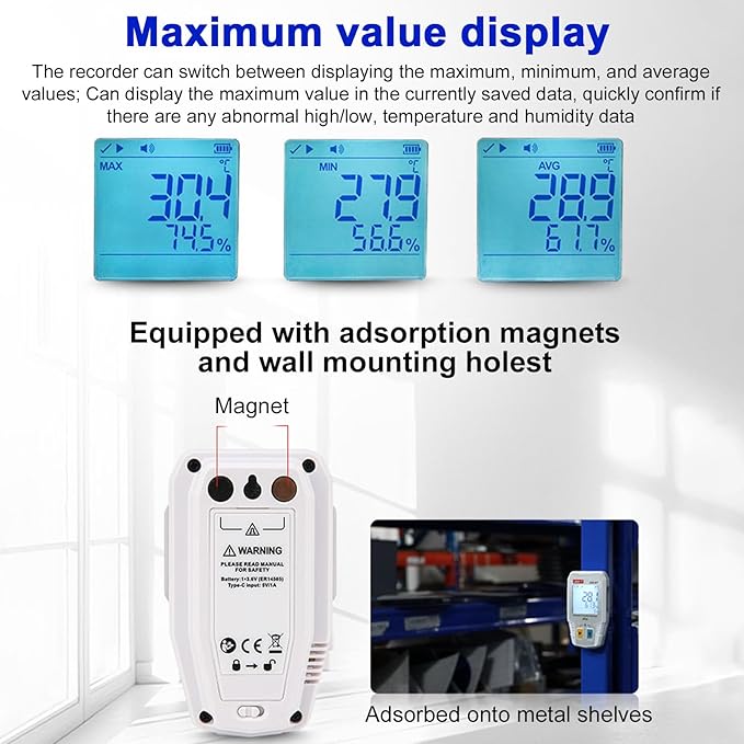 BT Temperature Humidity Data Logger Smart Thermometer Hygrometer 64000 Measurement Data Storage High-Precision Sound and Alarm IP54 Waterproof Temperature Humidity Sensor - Image 8