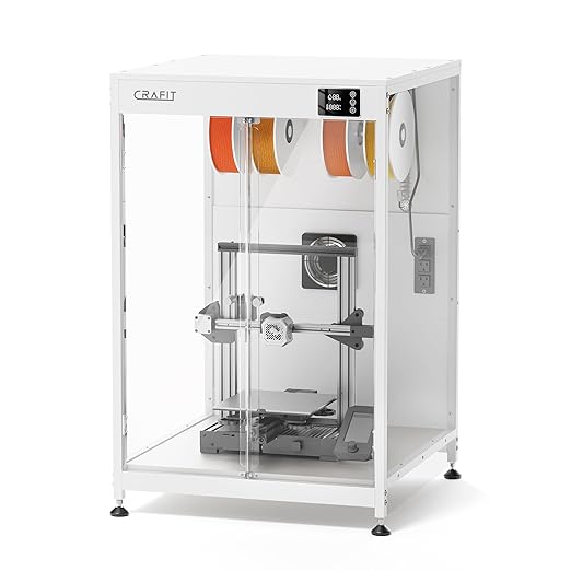 3D Printer Cabinet, 3D Printer Enclosure with Ventilation, Thermo-Hygrometer and LED Light, Effectively Noise Reduction, Fits 3D Printers Up to 23''W x 22.4''D x 25.4''H by Crafit