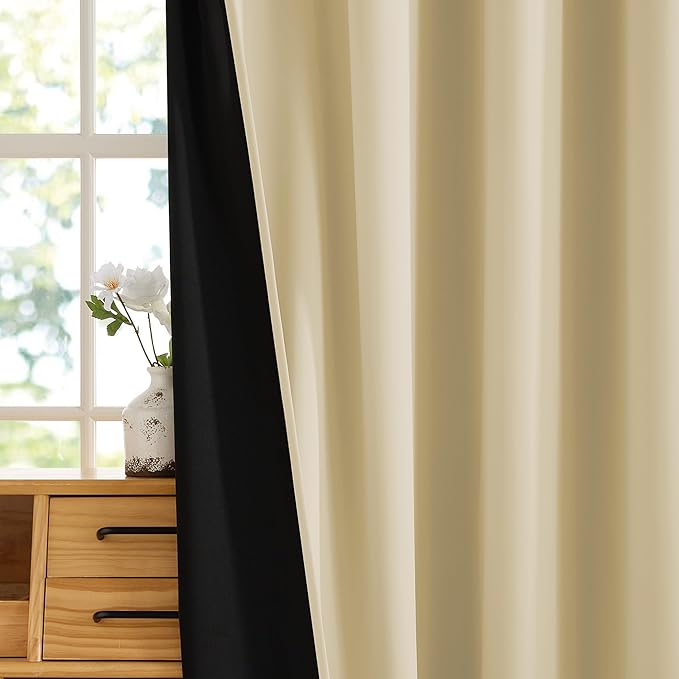 RYB HOME Extra Long 100% Blackout Room Divider Curtains for Bedroom 108 Inch Long, Extra Wide Privacy Sliding Door Blinds for Patio/Living Room/Dining, 1 Panel, W100 x L108, Beige - Image 7