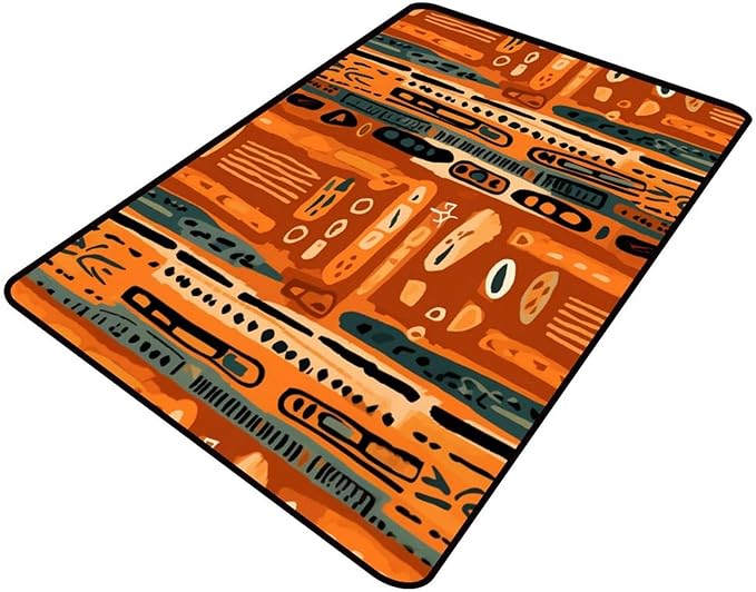 Pile Carpet - Abstract African Style Floral Printing Non-Slip Area Rugs Fade Resistant, Flame Resistant, Quick Dry, Stain Resistant, Waterproof Floor Carpet for Living Room Bedroom, 36 x 60 Inch by Snarena