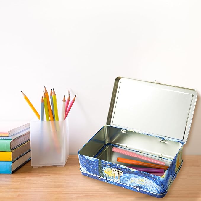 DAHO Metal Storage Box with Hinge for Office, School, Home, Makeup, Arts & Crafts and Accessories (Starry Night) - Image 6