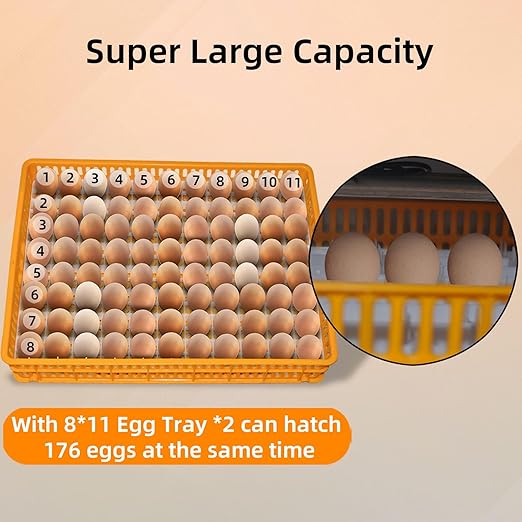 XKV 176 Eggs Incubator with Automatic Egg Turning,Temperature Humidity Control,Automatic Digital Egg Hatcher,For Chick,Duck,Poultry,Industrial Brooding Machine Chicken Incubator for Farm,Home,Indoor - Image 5