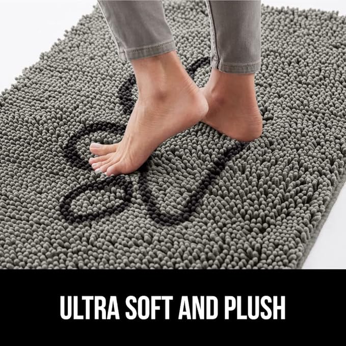 GORILLA GRIP SOAKSTOPPER Dog Door Mat, 48x30 Machine Washable Rug Absorbent Doormat Captures Moisture Mud Dirt, Quick Dry Soft Chenille Entryway Rugs Indoor Entrance Mats for Dog Paws, Paw Grey - Image 7