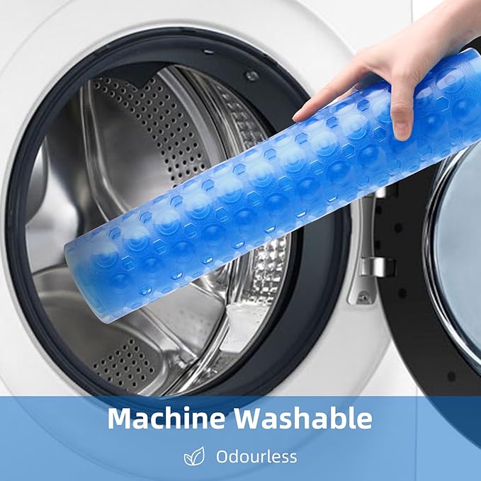 ZHICHENG Bath Tub and Shower Mats, Non-Slip 39 x 16 Inch Extra Long Bath Mat, Machine Washable Bathtub Mat with Drain Holes, Suction Cups for Bathroom (Colour Blue) - Image 7