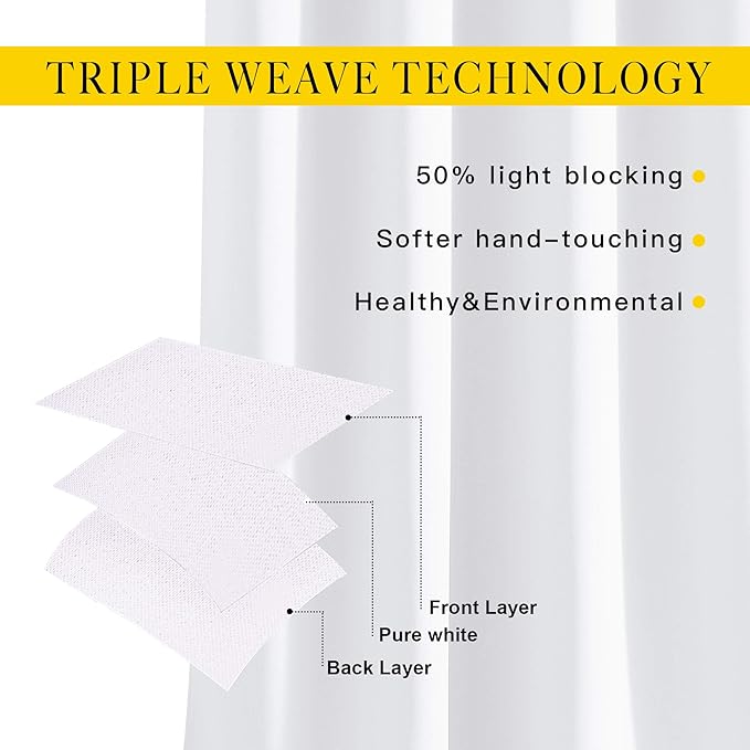 NICETOWN Sliding Door Curtain Window Treatment for Living Room, Energy Smart Thermal Insulated Extra Wide Solid Blackout Curtains/Drapes for Patio Door (Pure White, W80 x L84) - Image 3