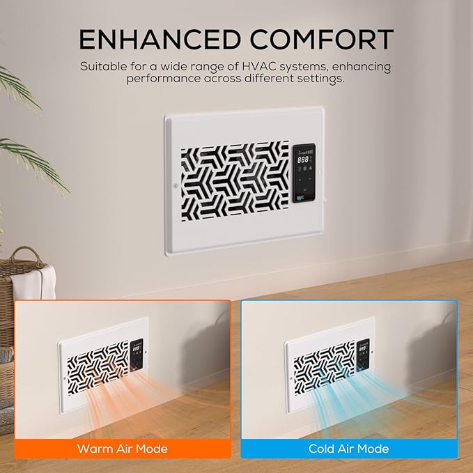 4"x10" Quiet Register Booster Fan - Energy Efficient HVAC Vent Booster Fan for Enhanced Home Airflow, Dimmable Display & Easy Installation-Airvent T6-10F - Image 9