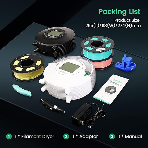 SUNLU Official Filament Dryer S2, 70℃ Max Temperature, Built-in Circulation Fan, 3D Printer Filament Storage Box Filament Dehydrator, Nylon TPU PLA PETG ABS 3D Printer Filament Dryer Box (Black) - Image 7