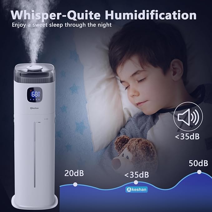 Large Humidifier for Bedroom, 9L/2.5Gal Ultrasonic Cool Mist, Easy Clean with 350ML/H Large Mist Speed, Remote control, Quiet Tower, Suitable for Kids Room Plant Yoga - Image 6