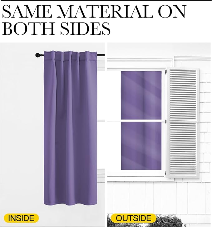 NICETOWN Blackout Curtain Panels for Kitchen - (Lilac Purple Color) 29x30 inch, 2 Panels Set, Room Darkening Blackout Drapes for Window - Image 6