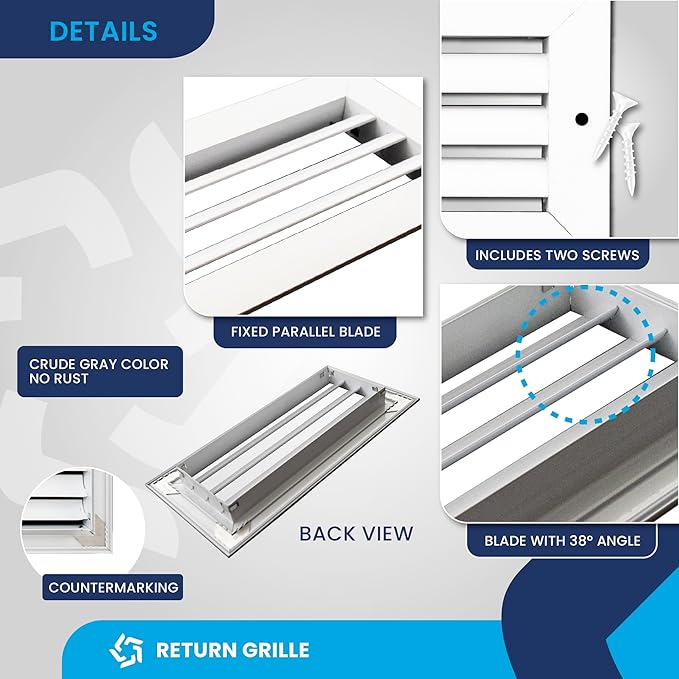10x6 Inch (Duct Opening) Air Return Vent Cover Decorative – Premium Aluminum AC Vent Cover for Ceiling & Wall, Rustproof Grille, Ideal for Home HVAC Grille, Durable & Easy to Install by ACLAMINAIRE - Image 9