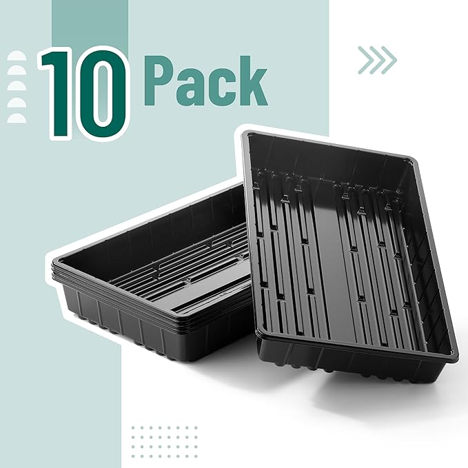 Mr. Pen- Plastic Growing Trays, 10 Pack, Black, 17”x10”, Plant Tray, Seed Tray, Seedling Tray, Propagation Tray, Plant Trays for Seedlings, Seedling Starter Trays, Microgreens Growing Trays - Image 2