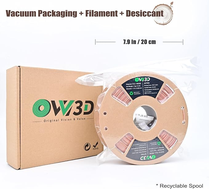 OVV3D PLA Filament Wood PLA, 3D Printer Filament Gradient Multicolor Wood PLA Filament 1.75mm +/- 0.02mm 1kg(2.2lbs) Add 20% Real WoodFiber - Image 8