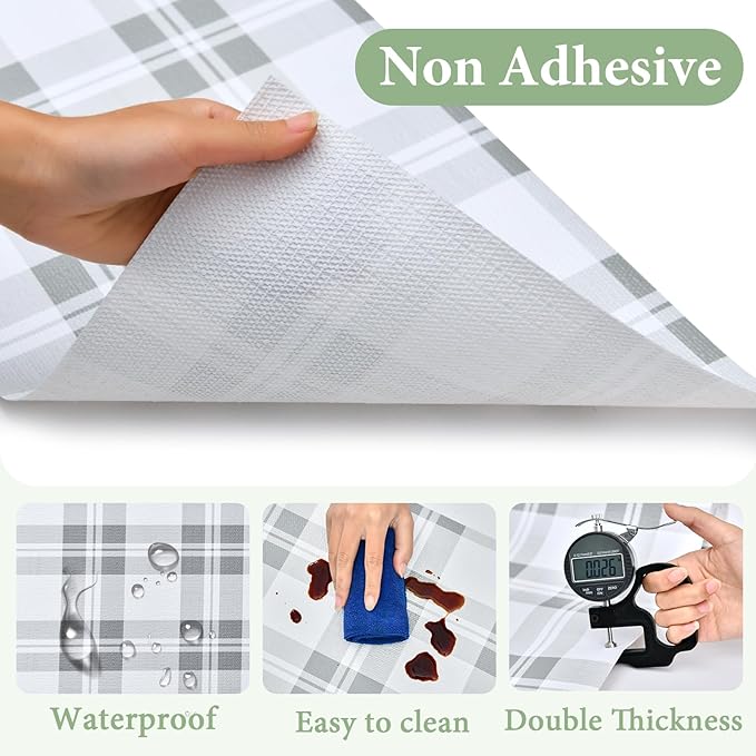 Drawer and Shelf Liner for Kitchen Cabinet: 17 in X 30 Ft Non Slip Waterproof Shelf Paper Non Adhesive Refrigerator Liners Light Grey Lattice Easy Liners for Bathroom - Image 5