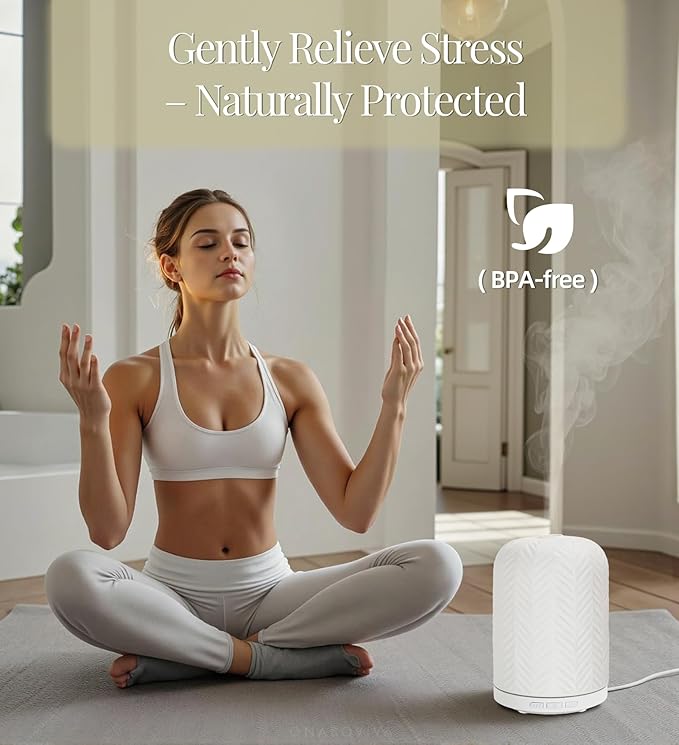 Essential Oil Diffuser – 2.4MHz Ultrasonic Aromatherapy Diffuser, Health Night Light, Timer & Auto Shut-Off, BPA-Free, 120ml Ceramic Oil Diffuser for Bedroom, Office, Spa, Yoga - Image 4