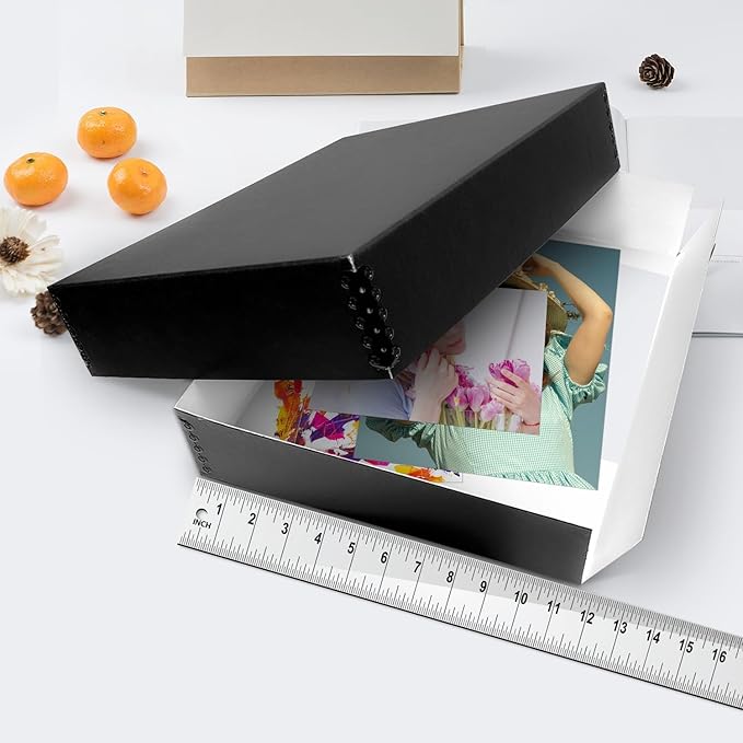 Lineco Museum Archival Storage Box, 11.75x18.25x3 in. Drop Front Design. Acid-Free with Metal Edge. Organize Photos, Pictures, Prints, Documents, Crafts, DIY. Black, 2Pack - Image 3