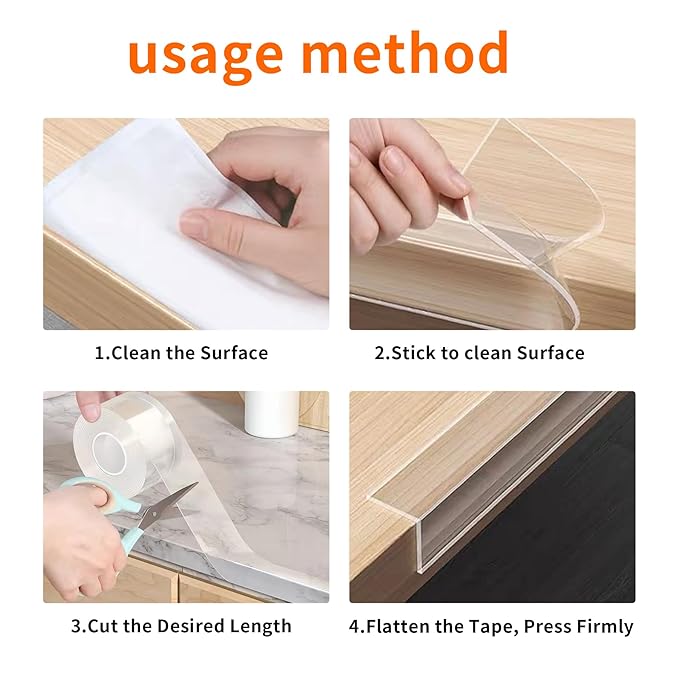 2Pack Baby Proofing Edge Protector for Baby,Clear Edge Protector Strip Sharp Edge Wrap Cover Tape,Corner Bumpers for Furniture,Crib Rail Covers for Teething,Total 19.68 Ft (Width 1.18 in) - Image 7