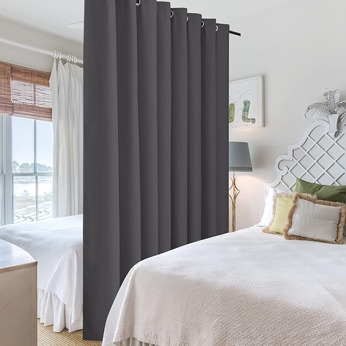 RYB HOME Gray Blackout Room Divider Curtain Large Wall Panel, Heavy Duty Energy Smart Privacy Curtain Panel for Home Theater/Patio Door/Balcony Door, 9 ft Long x 15 ft Wide, Grey, 1 Pc - Image 4