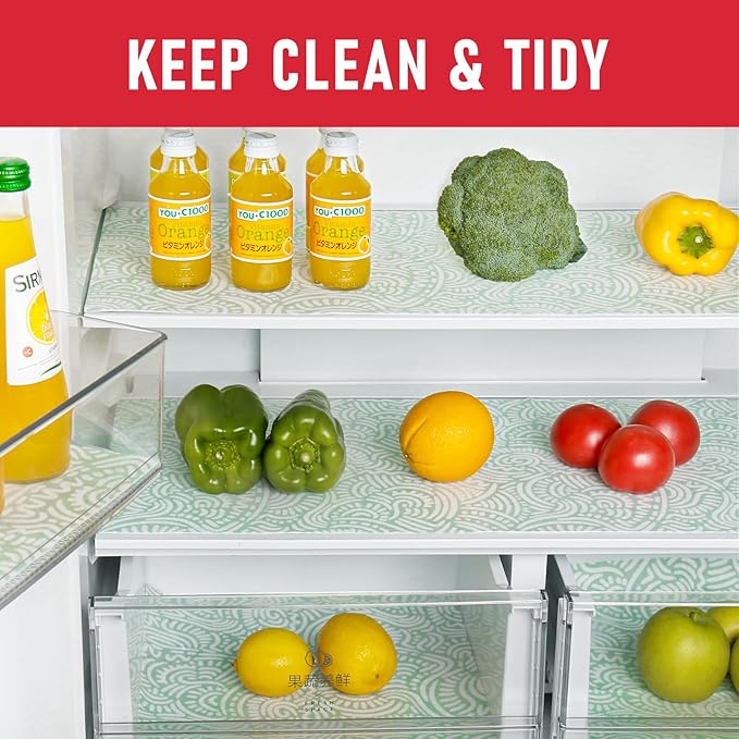 Cooyes Refrigerator Shelf Liners, Drawer Liners for Kitchen Cabinets, Absorbent Fridge Mats with Non-Slip Particles, Breathable Cloth Material BPAfree, Keep Produce Fresh Longer, 6 Pack, 12" × 24" - Image 2
