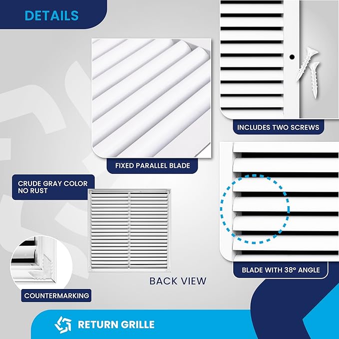 24x24 Inch (Duct Opening) Air Return Vent Cover Decorative – Premium Aluminum AC Vent Cover for Ceiling & Wall, Rustproof Grille, Ideal for Home HVAC Grille, Durable & Easy to Install by ACLAMINAIRE - Image 9