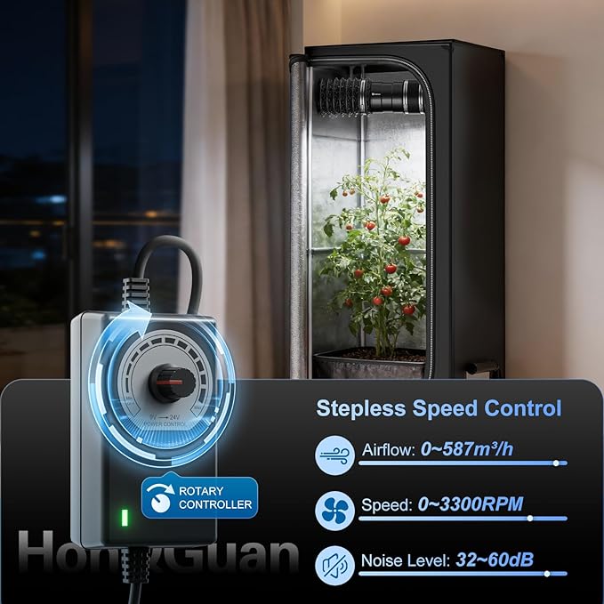 Hon&Guan 6 Inch Inline Booster Duct Fan with Speed Controller - 345 CFM Airflow with 19.2W Ultra-Low Power and Low Noise - Image 4