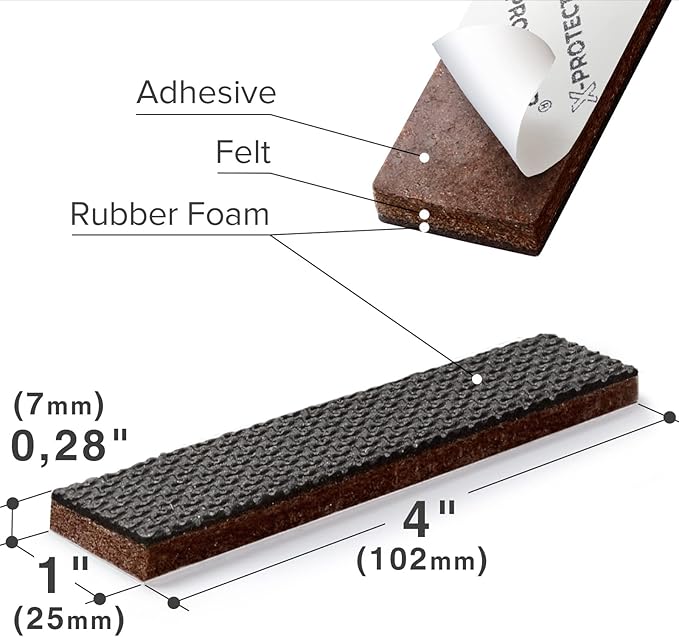 X-PROTECTOR Non-Slip Furniture Pads 8 PCS 1” x 4” - Rubber Furniture Grippers - Self-Adhesive Floor Protectors Grips for Furniture Feet! - Image 3