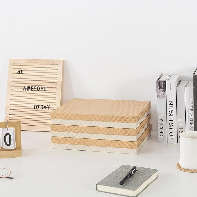 Soul & Lane Document Storage Boxes - Set of 3 (13.2" x 9.8" x 1.8"), Versatile Photo & Craft Organizer for Home & Office, Stackable Cardboard Storage for Letters, Files & Memorabilia, Geometric Check - Image 2