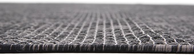 Unique Loom Collection Casual Transitional Solid Heathered Indoor/Outdoor Flatweave Area Rug (9' x 12' Rectangle, Black/Ivory) - Image 10
