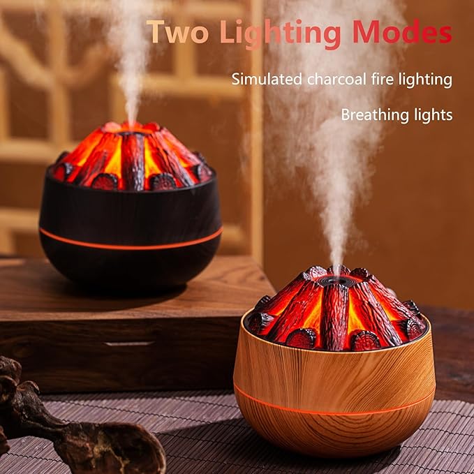 Portable Mini Humidifier, Colorful, Cool Mist, USB Powered Perfect for Desk Bedroom Indoor Plant Quiet Colorful Night Light (Lightwood) - Image 3