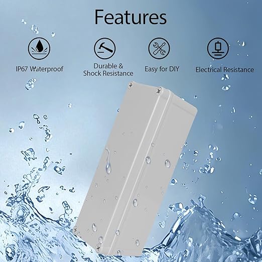Junction Box，9.8"x 3.3"x 3.1" Outdoor Electrical Box with Mounting Plate, IP67 Dustproof Waterproof ABS Plastic Project Box, DIY Electrical Enclosure Gray (250x 85x 80 mm) - Image 5