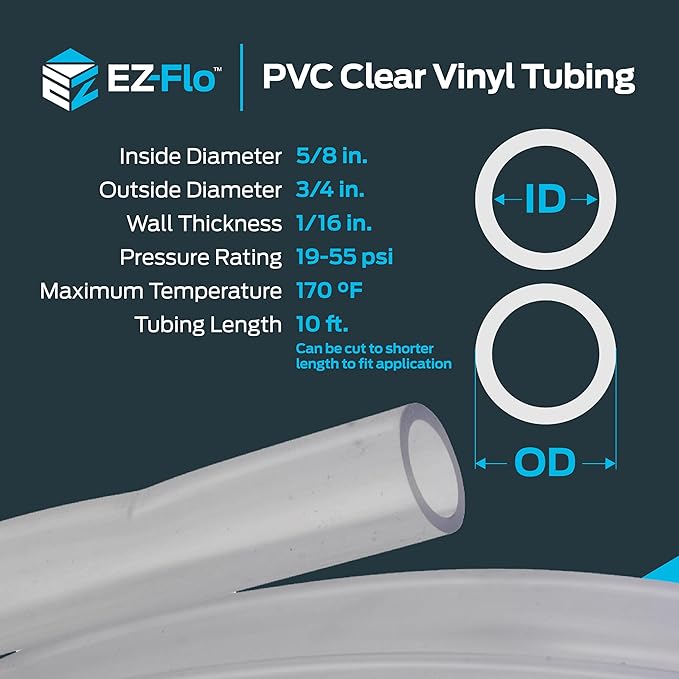 Eastman 5/8 Inch ID (3/4 Inch OD) PVC Clear Vinyl Tubing, 10 Foot Length, 98570 - Image 4