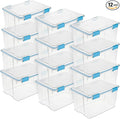Sterilite 12-Pack Gasket Box, Weather-Resistant Storage Bins with Latching Lids, 54 Quart - Heavy-Duty Organizing Containers for Closet, Bathroom, and Office by Sterilite