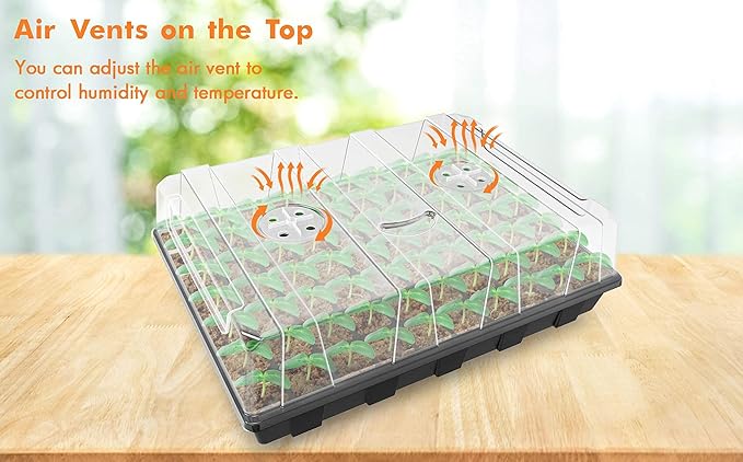 Gardzen Seed Starter Tray, 5 Pack Smiling Face Plant Germination Trays with Total 350-Cell, Seed Starter Kit with Humidity Vented Domes and Bases for Starting Vegetable Flower Herb Seeds 18" x 14" - Image 4