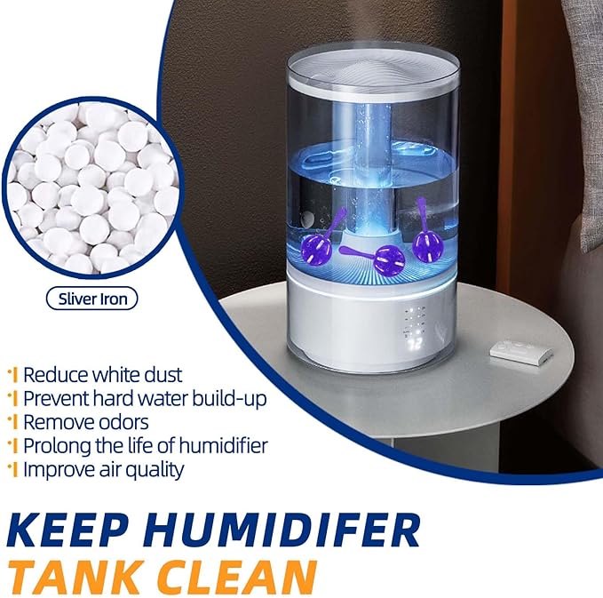 Humidifier Cleaner Ball, Tank Cleaning Cartridge, Purifies Water and Eliminates Mineral Build-up, 12 Pack, Purple - Image 3