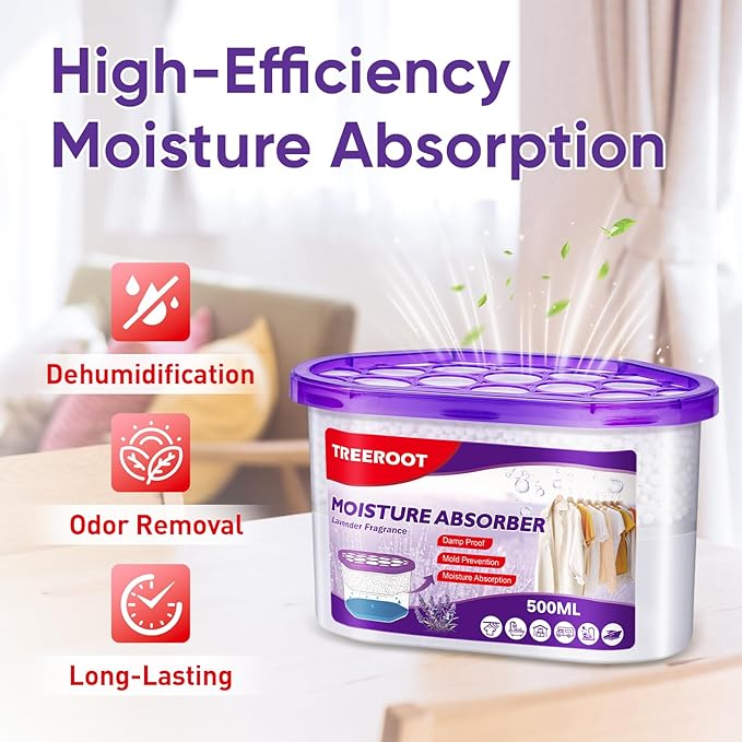 16 Pack Moisture Absorbers, 10.5 OZ Humidity Absorber Bucket, Moisture Absorbers for Closet, Dehumidifier Bucket for Wardrobes (Lavender Scent), Kitchens and Bathrooms - Image 3