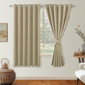Hiasan Grommet Blackout Curtains for Bedroom, 70 x 63 Inches - Thermal Insulated & Light Blocking Window Drapes for Living Room/Dorm Room, Set of 2 Panels Sewn with Tiebacks, Taupe by Hiasan