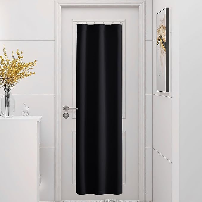 NICETOWN 1 Panel Blackout Doorway Curtains for Closet, Kitchen, Storage Room, Thermal Insulated Privacy French Door Curtain Temporary Rod Pocket and Ceiling Track, Black, W25 x L80 - Image 6