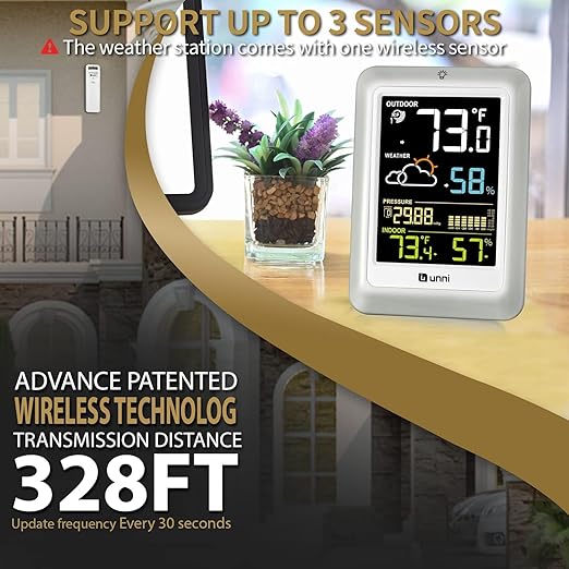 Indoor Outdoor Thermometer Wireless Weather Stations, with 330ft Range Sensor and Adjustable Brightness Inside Outside Temperature Humidity Monitor (Colorfu02) - Image 2