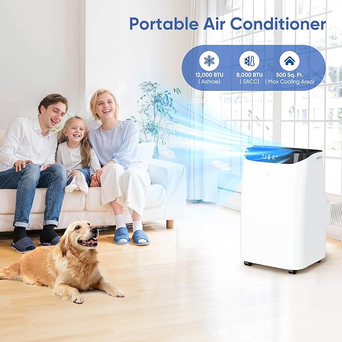12000 BTU Portable Air Conditioners Cools Up to 500 Sq.Ft, Portable AC Unit with Cool, Dry, Fan Modes, Standing AC Unit with Remote Control and Installation Kit - Image 2