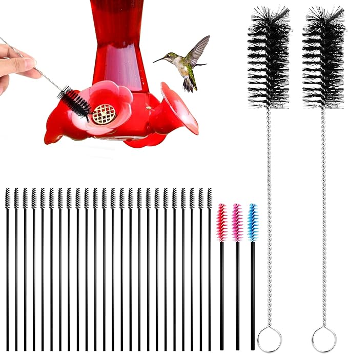 62 Pcs 3 Size Hummingbird Feeder Cleaning Brushes, Nylon Small Clean Brushes Tiny Brush for Cleaning Small Parts Tubes Jars Cup (Blue Red Rose Red Black) by Unknown