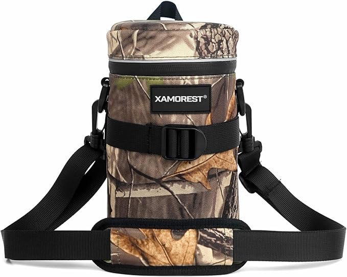 Camera Lens Case Lens Bag Compatible (4.13" x 7.28"(Nylon, Leaf)) by XAMOREST