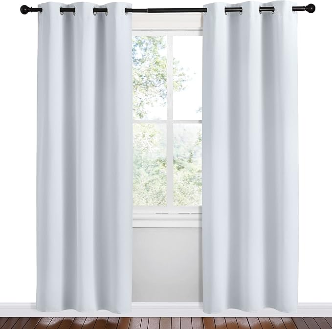 NICETOWN Room Darkening Draperies Curtains Panels, Greyish White, 2 Panels, 42 by 78, Window Treatment Thermal Insulated Grommet Room Darkening Curtains/Drapes for Bedroom - Image 2