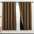 NICETOWN 100% Blackout Window Curtain Panels, Gold Brown, 2 Pieces, 70-inch Wide Per Panel, Full Light Blocking Drapes with Black Liner for Nursery, 72-inch Drop Thermal Insulated Draperies by NICETOWN