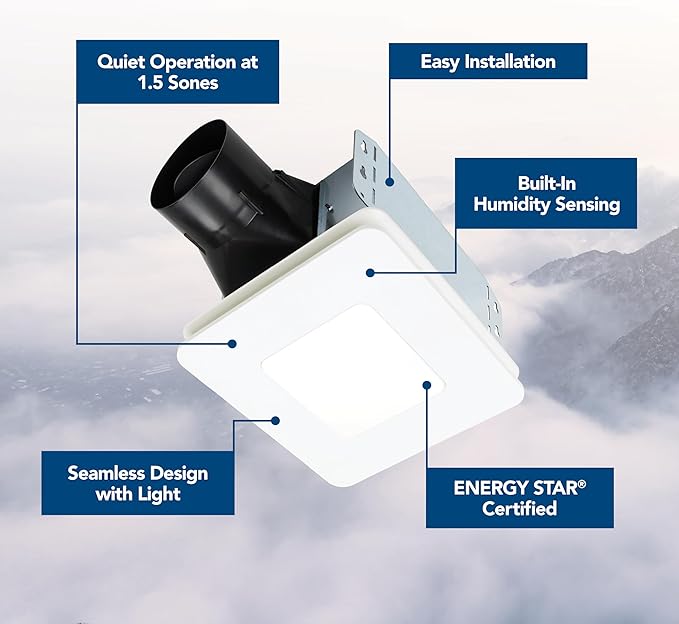 Broan-NuTone® Roomside Series Humidity Sensing Bathroom Exhaust Fan w/LED Light, 80 CFM, ENERGY STAR® - Image 2